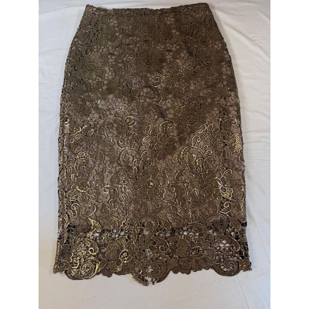 White-house-black-market Women's Brown and Gold Skirt - Picture 1 of 6